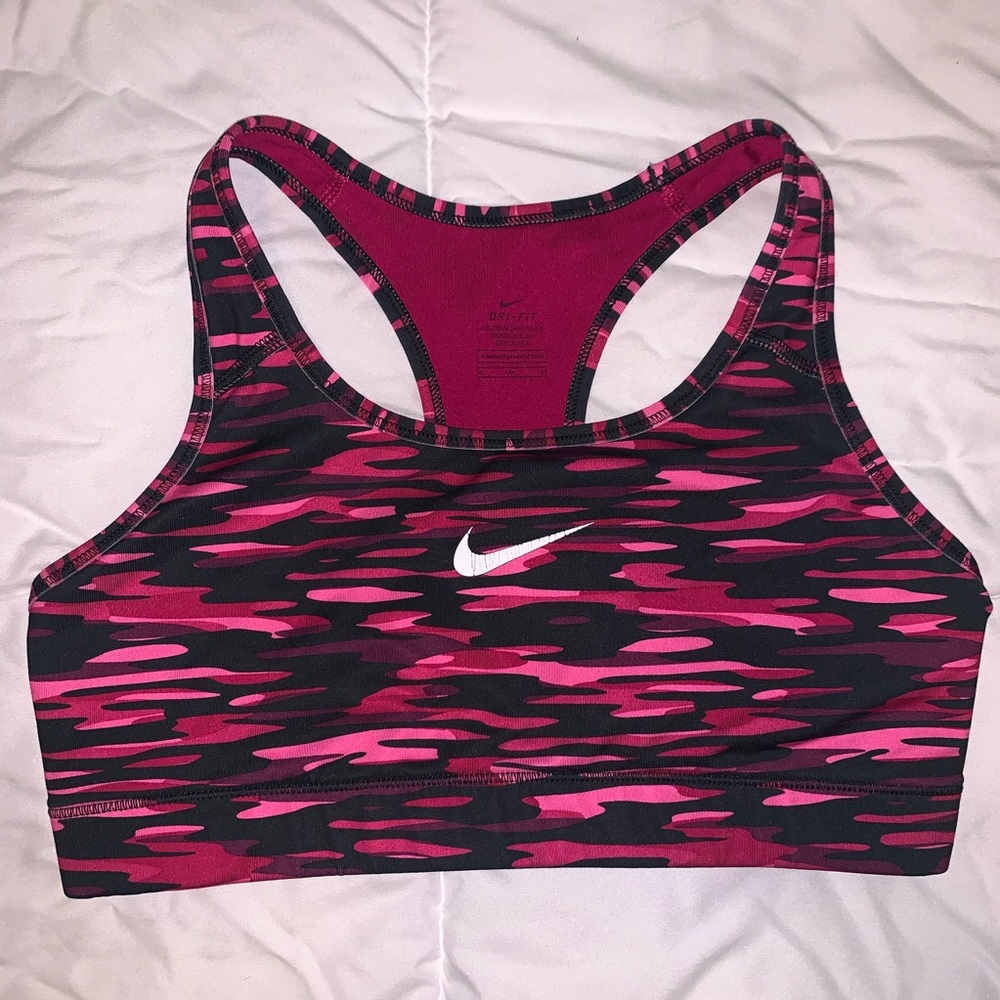Hot Pink Nike Camo Print Sports Bra